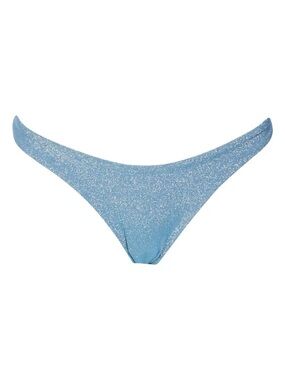 NEW Vitamin A Metallic California High Leg Aqua Metallic Blue Bikini Bottom Med